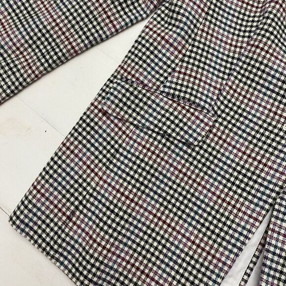 Talbots Notched Collar Single Breasted Wool Blend Houndstooth Blazer size 10 - Picture 4 of 14